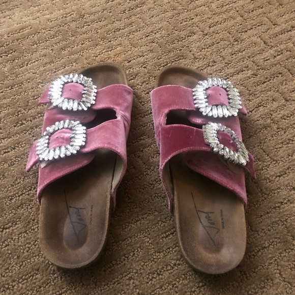 Pink velvet and crystal size 37 sandals - Picture 1 of 6